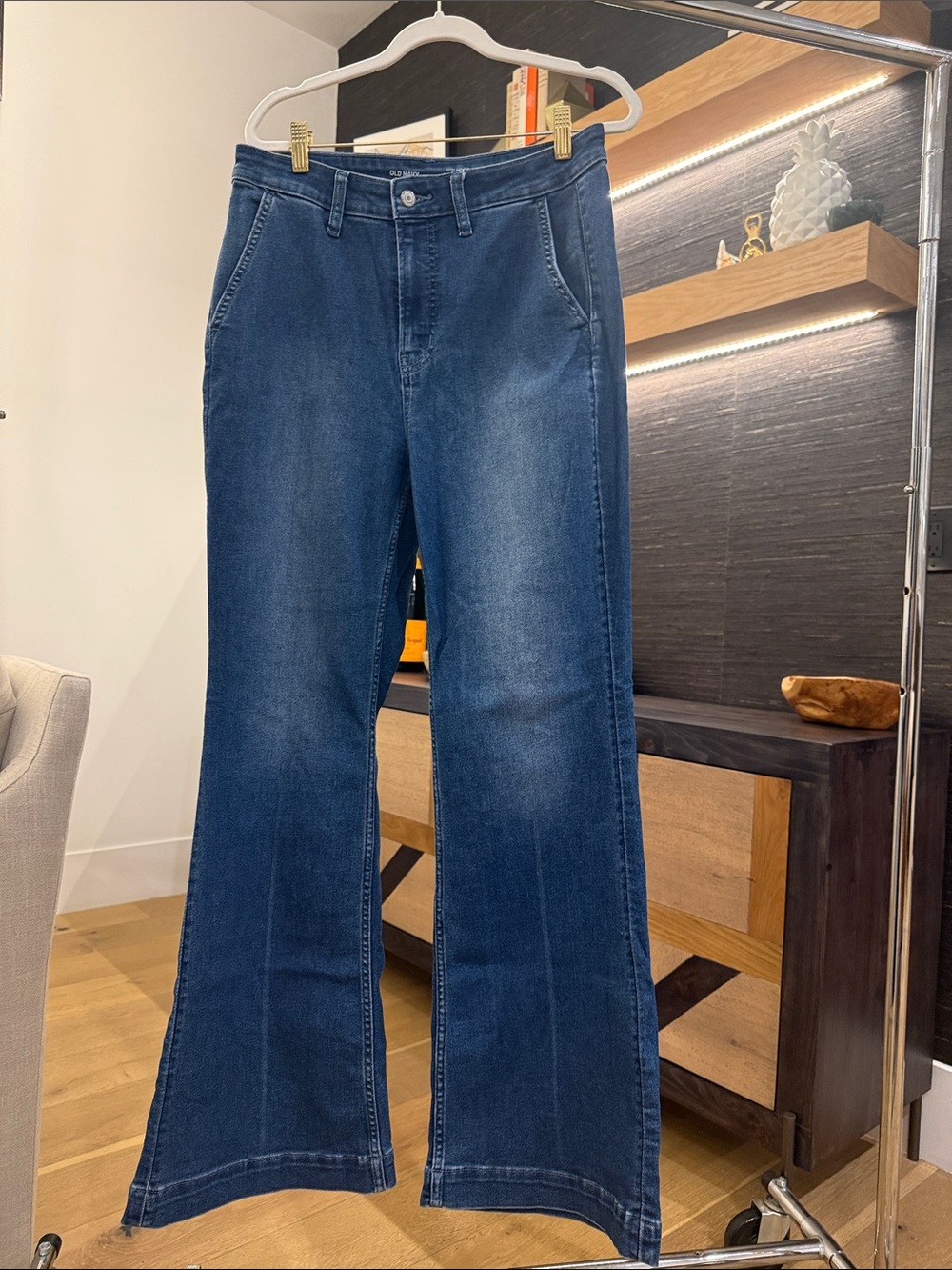 Old Navy High Waist Flare Trouser Wide-Leg Jeans w/ Secret Smooth Pockets